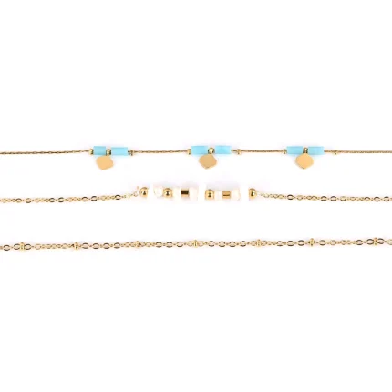 Conjunto pulseiras em aço pendentes