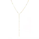 Colar em aço comprido bolinhas  (Cor: Dourado)