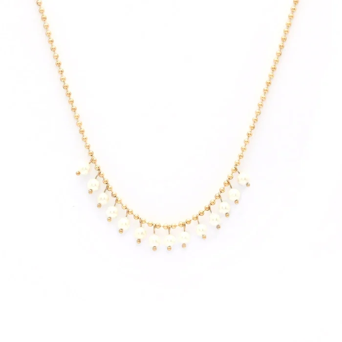 Colar em aço inoxidável com pendentes pérolas - Image 1