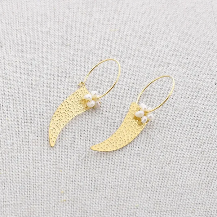 Brincos de aço com aro pendente - Dourado - Image 1