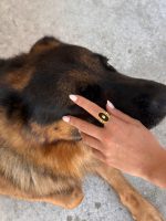 Anel em aço pedra natural olho