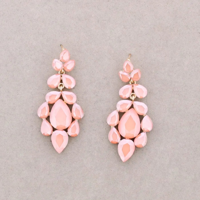 Brincos de metal com cristais - Coral - Image 1